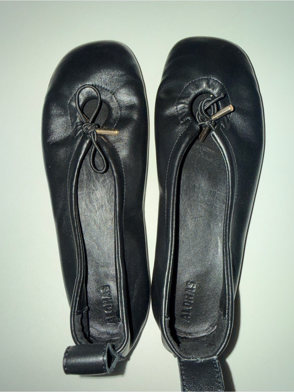 Alohas Rosalind Black Leather Ballet Flats Like New